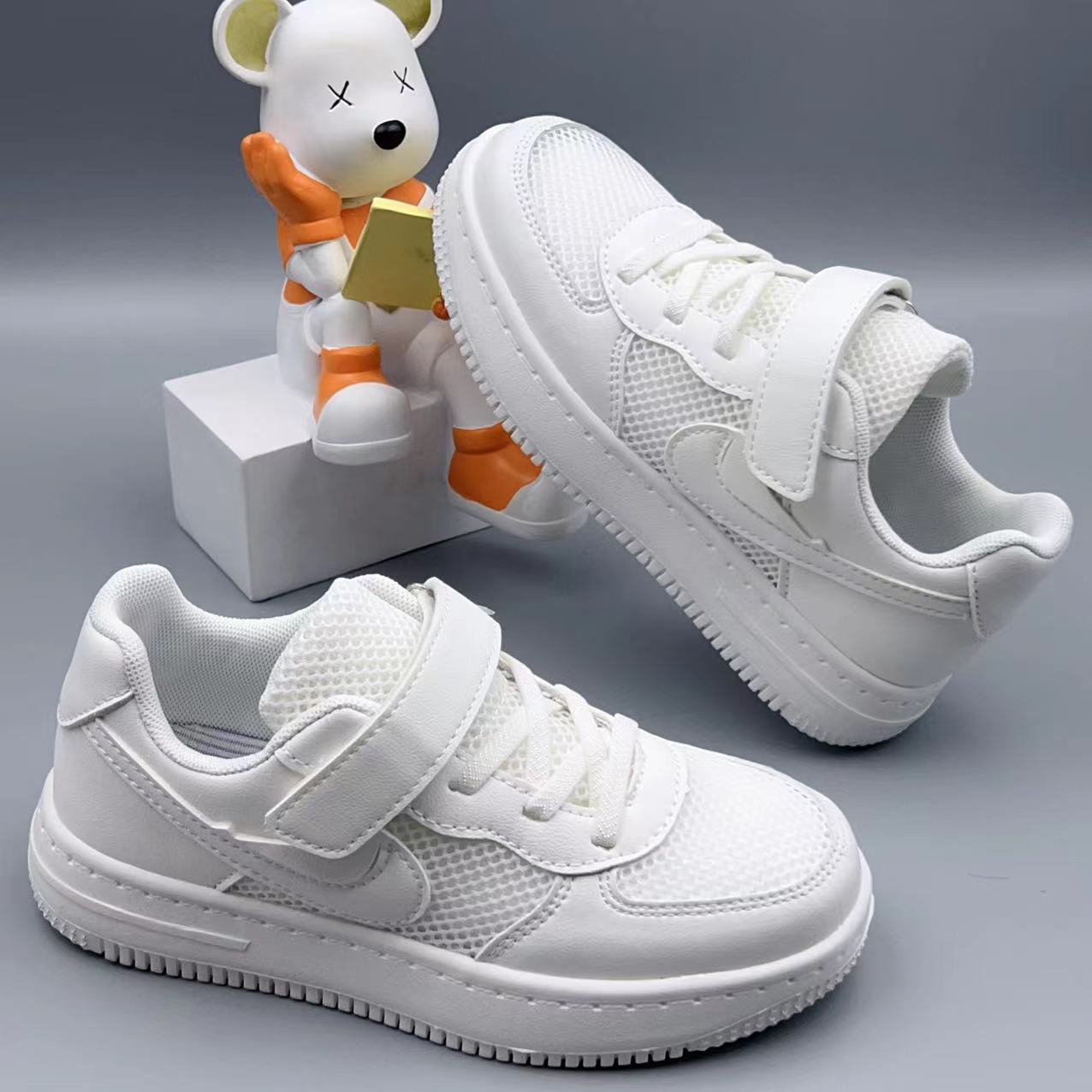 Children's thin breathable white white sneakers for boys