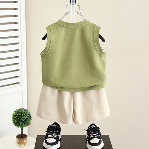 3806 Children's Suit Boys Summer Vest  New Fashionable Baby Summer Sleeveless Cool Handsome Boy Summer Style