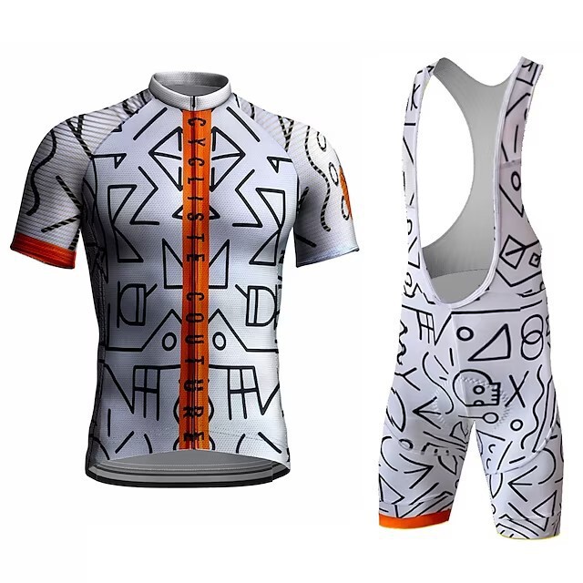 Summer Short-sleeved Riding Clothing with Bib Strap Shorts Bicycle Riding Clothing Cushion Breathable Quick-drying Sportswear