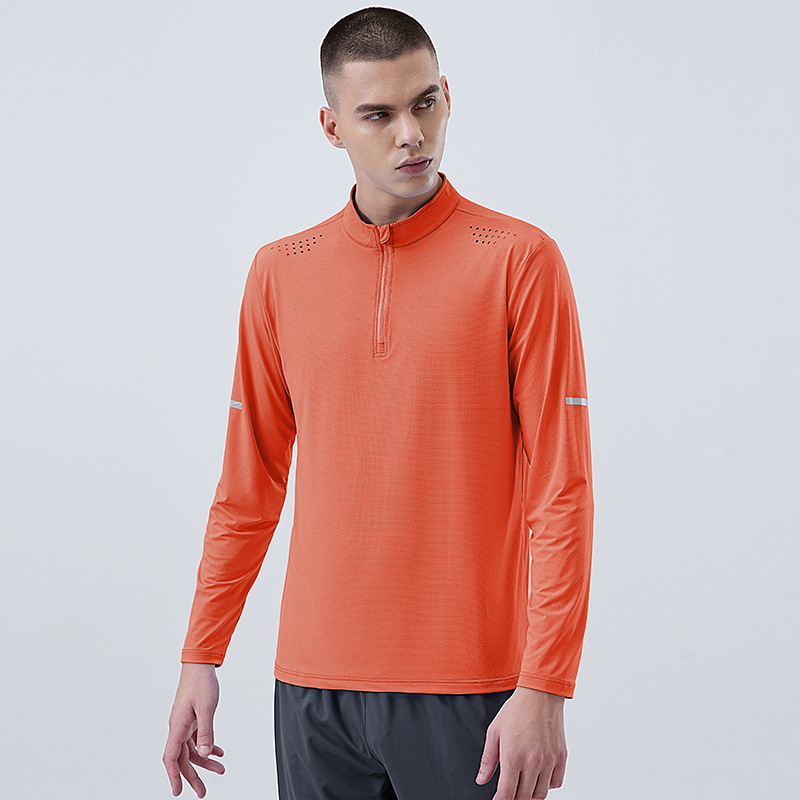 Primavera y otoño nueva manga larga media cremallera ropa de secado rápido deportes fitness suéter transpirable entrenamiento superior correr entrenador camisa