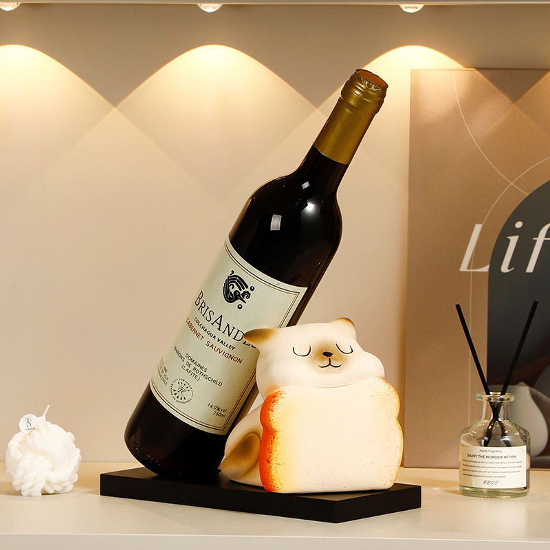 Toast Cat Wine Rack Ornaments Wine Cabinet Light Luxury High-end Decorations Sideboard Wine Holder Home Living Room Decoration Gifts