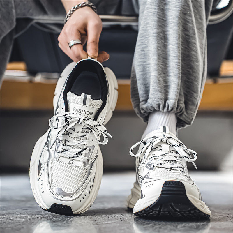 Men's Summer Mesh Breathable Sneakers For Teenagers, Casual Running With Height-increasing Design, Featuring A High-end_vogvips.com