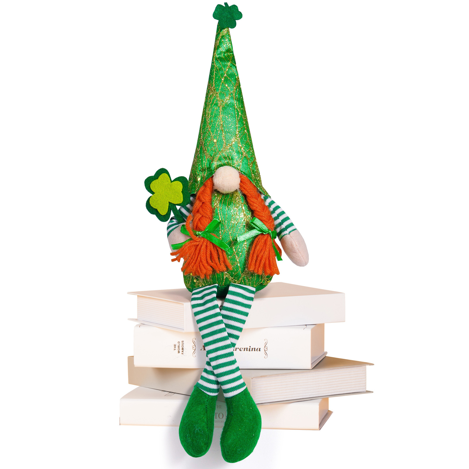 Transfronterizo irlandés Día de Patricio decoración muñeca verde creativa rosa brillante hoja verde adornos enanos Rudolf