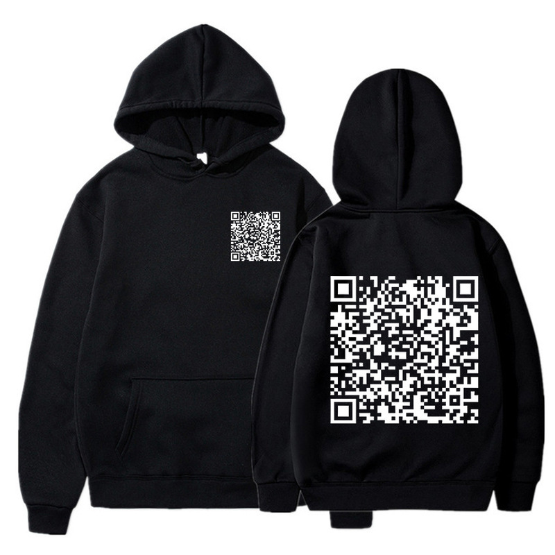 Funny two-dimensional code hoodie, two-dimensional code hoodie, funny can scan two-dimensional code for men and women Funny two-dimensional code hoodie, two-dimensional code hoodie, funny can scan two-dimensional code for men and women