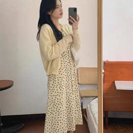 7512小个子高级感气质通勤风碎花长袖连衣裙子长裙夏季款女装百搭