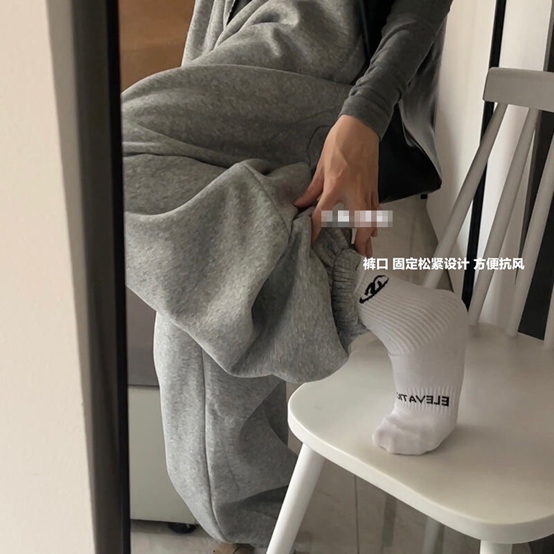 【纯棉华棉涮毛复真超】加绒雪地卫裤高克重宽松廓形束脚|undefined