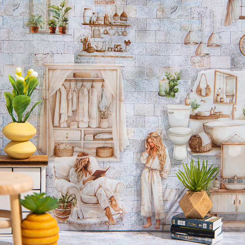 Un día hermoso, cinta ligera retro para la vida del hogar, serie diaria de fin de semana, cinta adhesiva para el paisaje de cuentas a mano