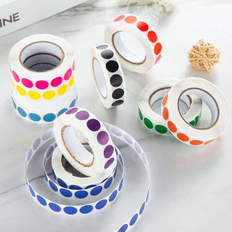 라벨 스티커 컬러 도트 원형 라벨지 자체 접착 스티커 디지털 스티커 소형 도트 라벨지