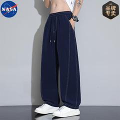 NASAブランド連名曲げ刀ズボン男2025夏の薄いタイプの速乾弾力と肥育の大きいサイズのファッションカジュアルズボン