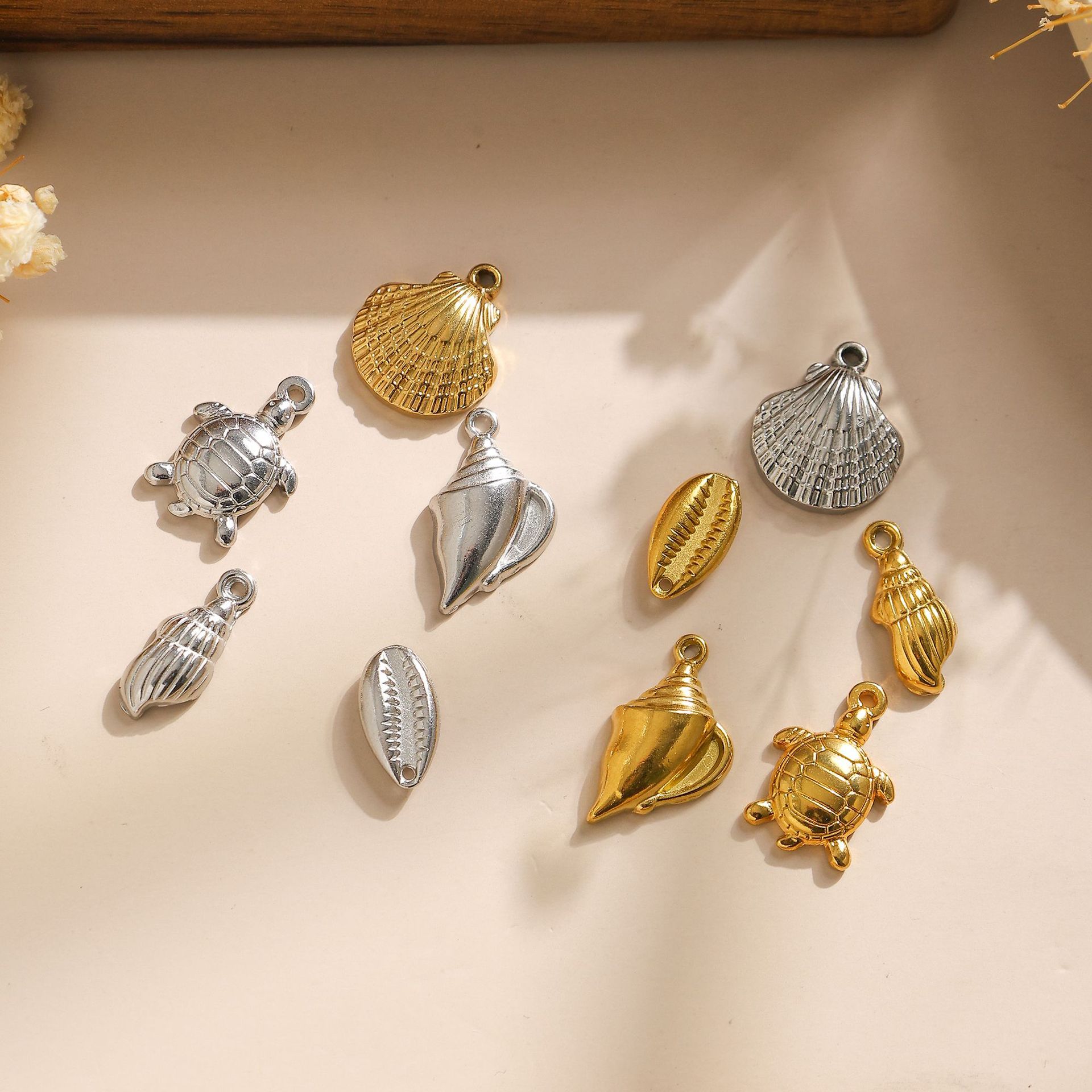 304ステンレス海洋シリーズ高投げ品質貝殻海螺海亀ペンダントビーチ風アクセサリーdiy部品
