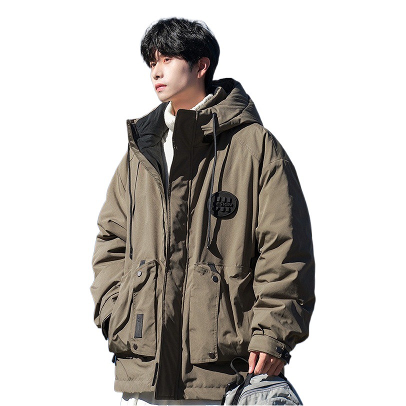 Nasa白鴨絨毛服男子2023新型冬のゆるい保温工装防水突撃服百着金