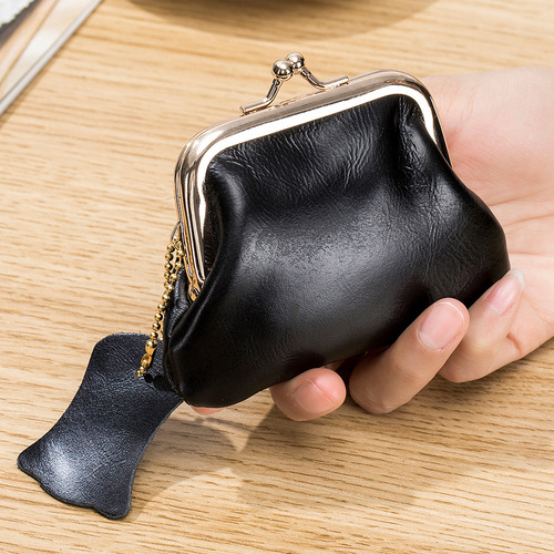 New Mini Retro Clutch Purse for Women, European and American Style, Top-Grained Oiled Wax Calfskin Coin Purse Organizer, Suitable for Import and Export