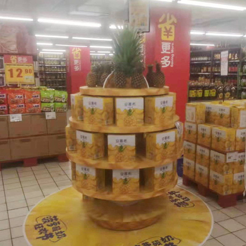 菠萝造型陈列架超市便利店多层展示架家用商用木柜广告展示柜货架