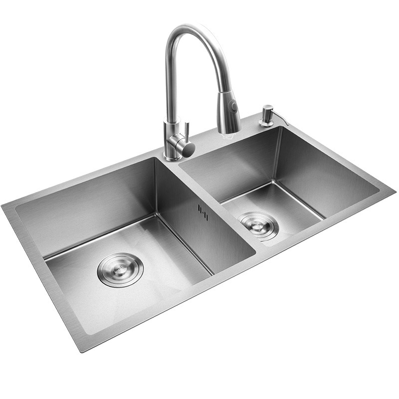 Nano Silver 304 fregadero de acero inoxidable doble tanque fregadero de cocina fregadero doméstico fregadero manual lavabo debajo del mostrador