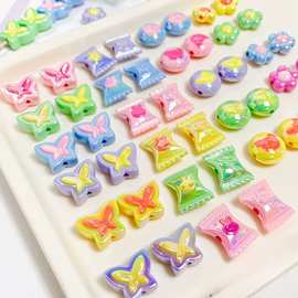 可爱卡通马卡龙亚克力糖果花花小熊串珠diy手工项链手链材料配件