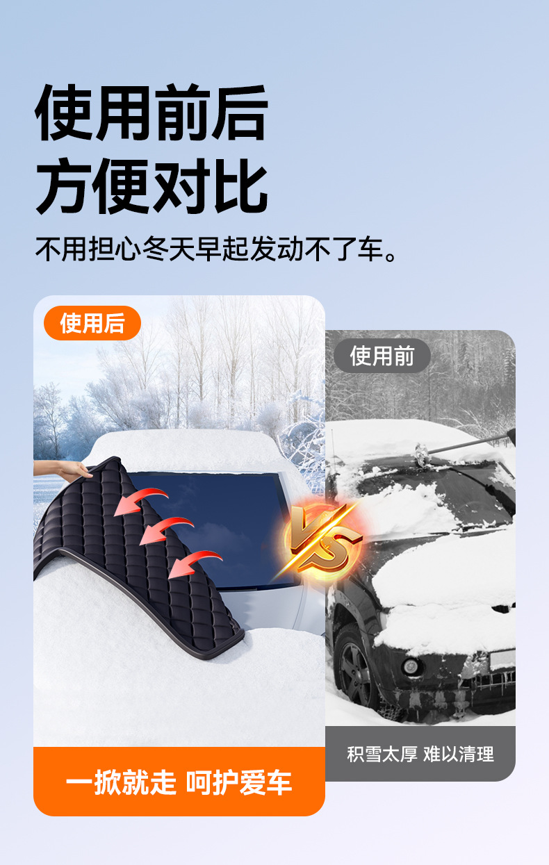 Car Snow Shield, Enlarged and Thickened, Double-Sided Oxford Cloth, Genuine Three-Window Snow Cover, Winter Car Anti-Freeze, Anti-Frost, Anti-Snow Cover
