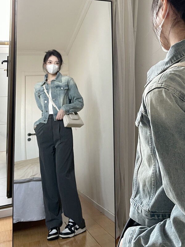 美式复古牛仔外套女春秋2025新款宽松休闲百搭短款夹克上衣ins潮|undefined