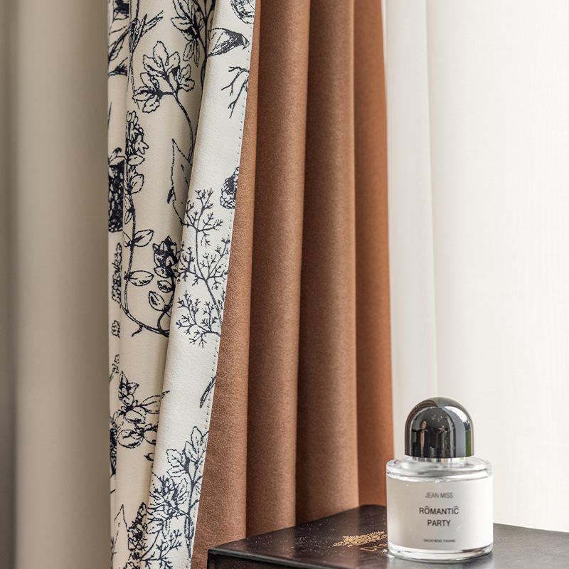 Shaoxing Keqiao crema cortina de pino Chenille sombreado empalme productos acabados personalizados cortina de sala de estar de lujo ligero dormitorio