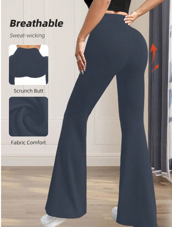 High-Waisted Yoga Pants For Women – Stretchy Flared Leggings, Seamless Workout & Lounge Pants (Black/Grey/Caramel)​_ecoleips.com