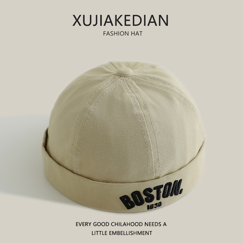 Sombreros de bebé primavera y otoño para niños primavera delgada personalidad sombrero de tierra para niños y niñas bordados letras sombrero de piel de melón bebé