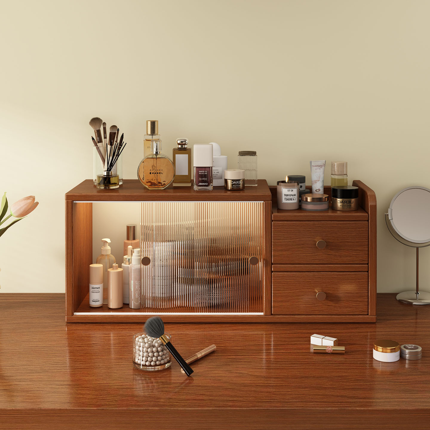 Estante de escritorio, dormitorio, tocador, estante de escritorio, caja de almacenamiento de cosméticos, lápiz labial, estante de almacenamiento para productos de cuidado de la piel
