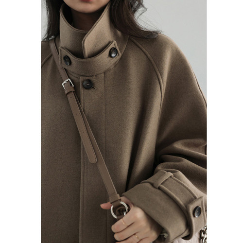 Women's Mid-Long Wool Blend Coat 2025 Winter Thickened Herve Leger Style Wool Coat Stylish and Fashionable