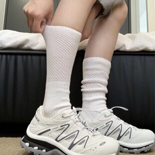 Spliced Breathable Socks for Women in Autum Thick Thread Knitted Particles Patchwork Pure Color Push Stockings Casual Calf Socks Manufacturer