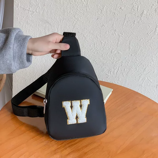 Nylon DIY Letter Chest Bag, Nylon Waterproof Crossbody Bag, Sports Waist Bag, Children's Chest Bag, Cross-Border Travel Storage