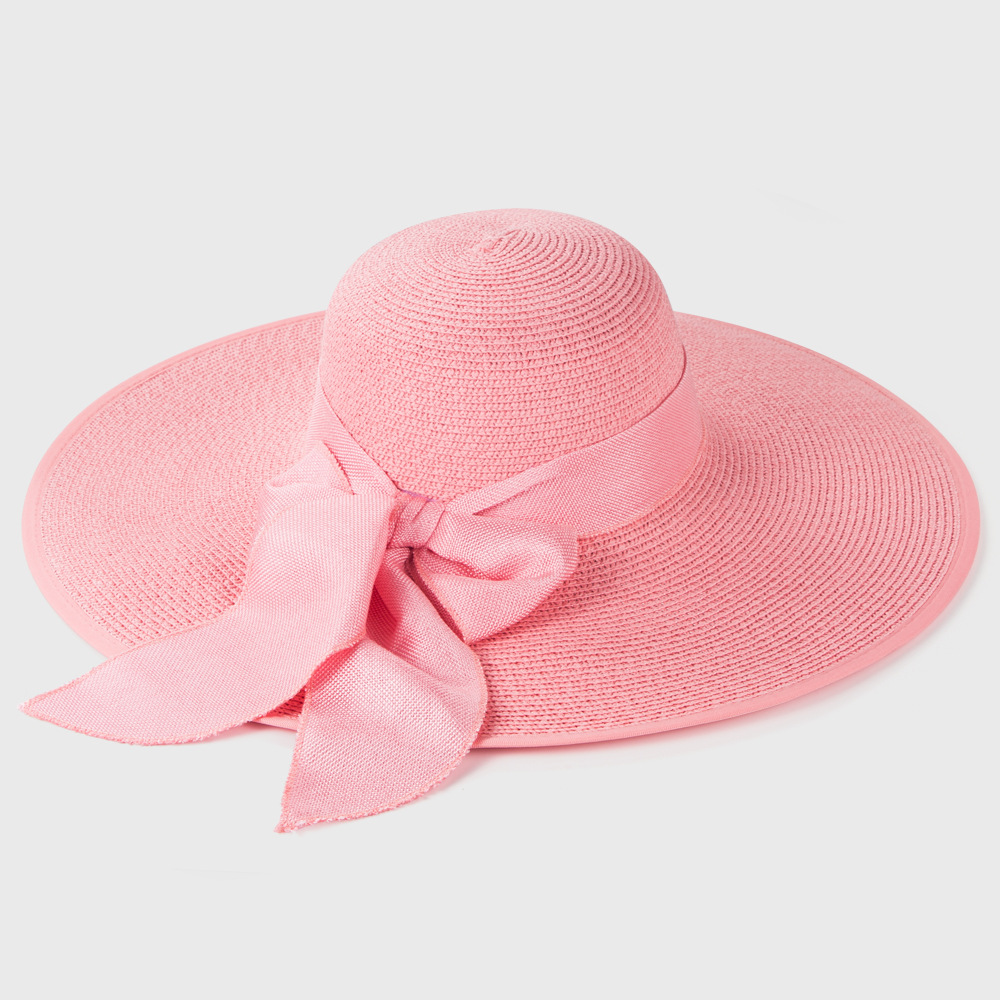 Large-edge Bow-knot Edging Straw Sunscreen Hat display picture 3