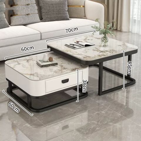 Mesa de té de lujo ligera sala de estar doméstica moderna y pequeña casa red cuadrada de vidrio rojo tablero de TV combinado mesa de té