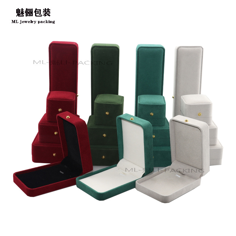 现款绒面圆角戒指吊坠盒  酒红色绒布手镯盒 耳环首饰包装首饰盒