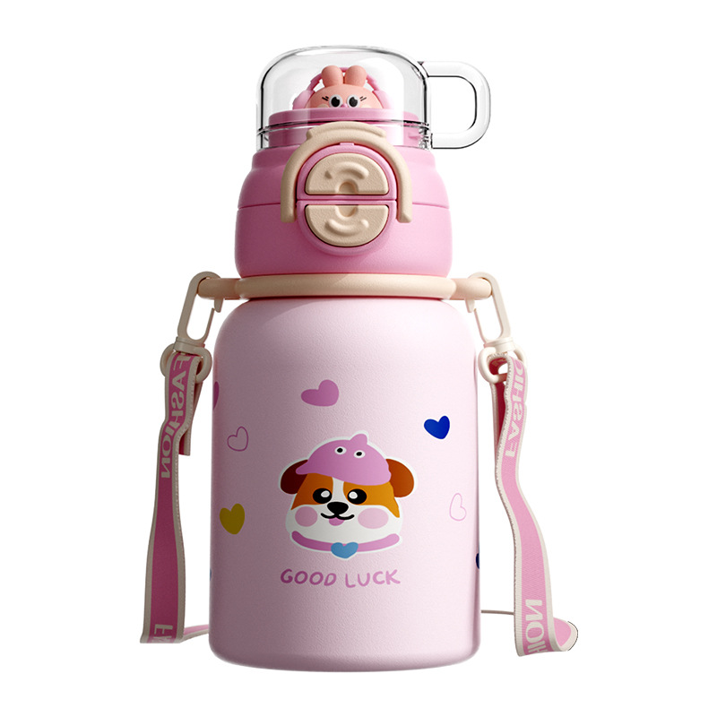 alta visualización de dibujos animados impresión 3D taza de aislamiento para niños estudiantes portátil doble bebida rebote paja taza de agua taza de regalo