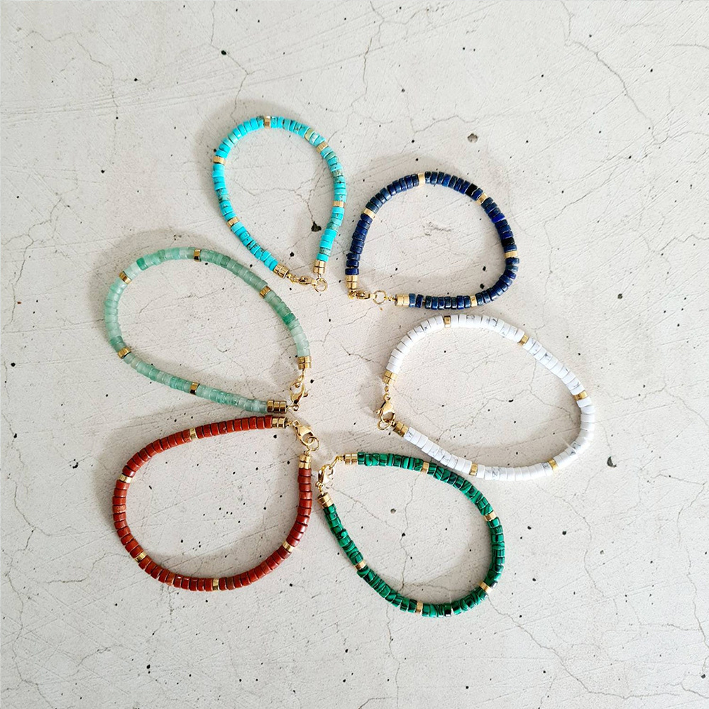 Casual Square natural stone Titanium Steel Beaded Bracelets 1 Piece