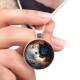 Fashion black and white cat pendant-zinc alloy keychain and necklace, men's fashion animal pattern metal