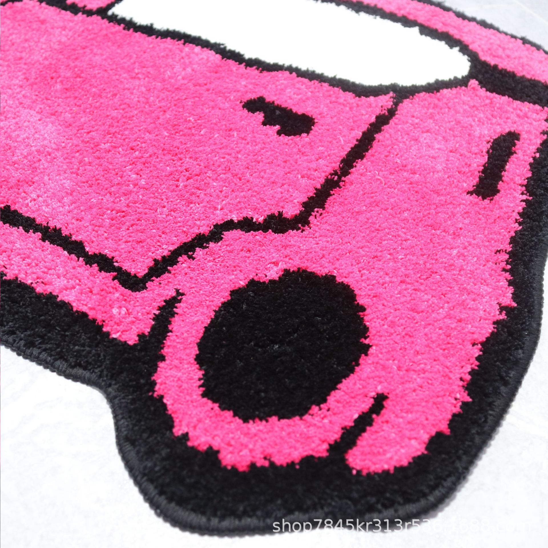 Big Mouth Monkey Children's Car Floor Mat Non-Slip Carpet Polyester Fiber Woven Cartoon Car Deep Pink