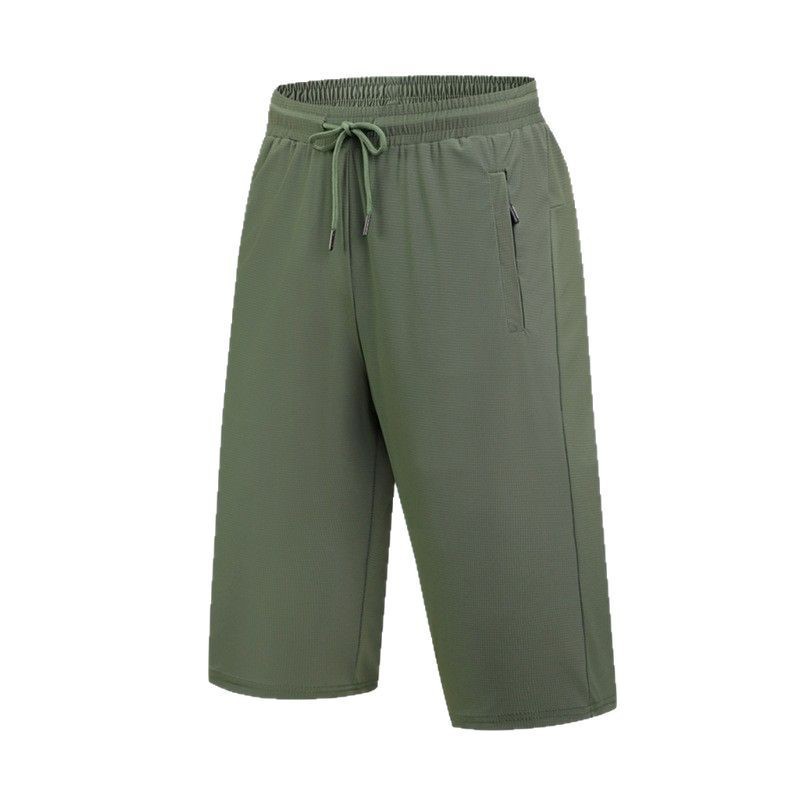 Summer Ice Silk Cropped Pants for Men, Loose Plus Size 7-Point Pants, Casual Sports Shorts, Cross-Border