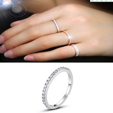 气质单排钻戒指女韩版开口简约尾指戒百搭条戒指环时尚锆石戒指