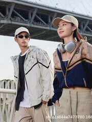 3AWJM0144NY ウインドブレーカー 新作 春秋 カップル スポーツ フルプリント 欧米ステッチ 男女同型 外国貿易 クロスボーダー