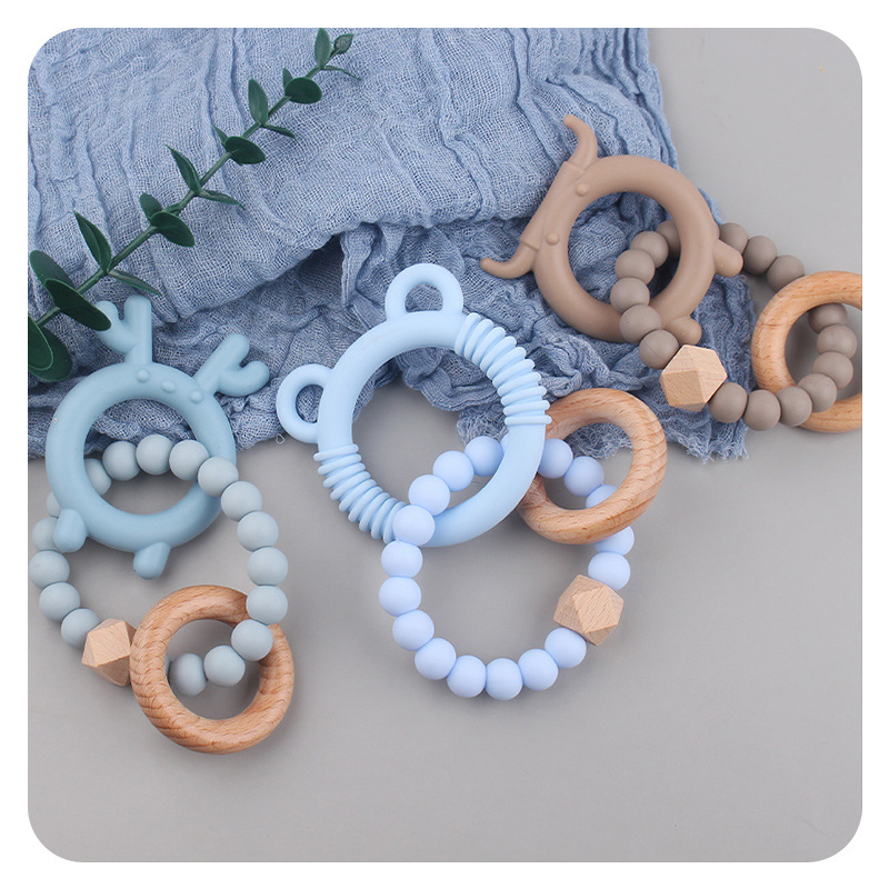 DIY bebé creativo anillo de beech pulsera de plástico juguete creativo silicona osos de plástico dientes de goma palillo de dientes