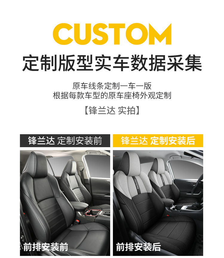 Suitable for Toyota Frontlander Car Seat Covers 2022-2024 Models, Fabric Linen Breathable Full Surround Seat Cushion Cover