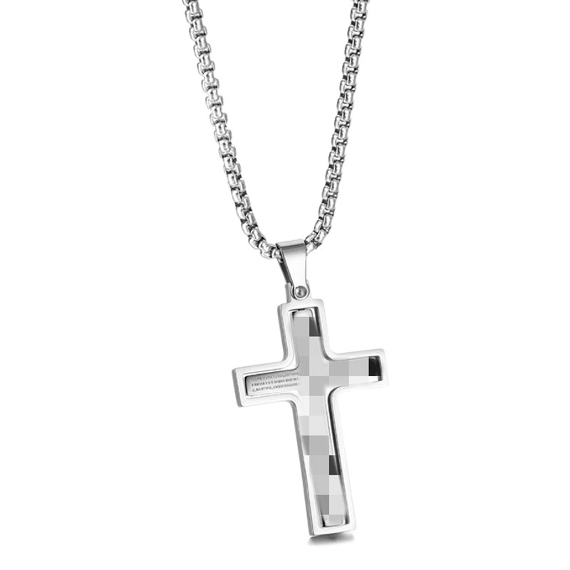 Stainless Steel Necklace That Does Not Fade, High-Quality Rotatable Stainless Steel English Cross Pendant, Jewelry Item