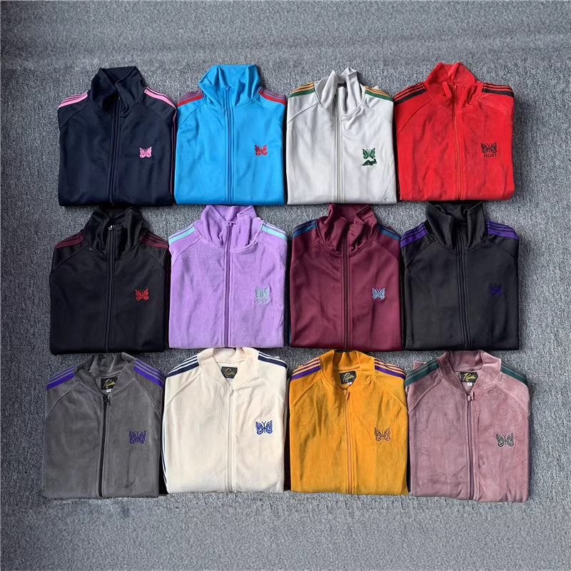 NEEDLES TRACK Velvet Butterfly Embroidery Japanese Vintage Ribbon Campus Style Men's and Women's Jacket Sports Jacket