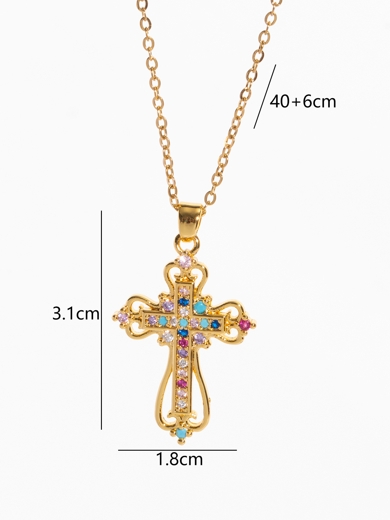 Copper Plating Cross Pendant Necklace display picture 7