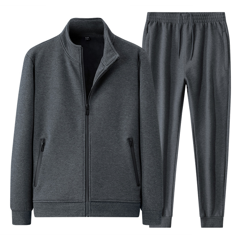 Transfronterizos primavera y otoño traje casual hombre cuello cardigan chaqueta de vestir de otoño ropa deportiva suelta grande dos piezas set