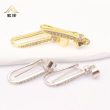 18k包金微镶平安扣头 吊坠翡翠夹扣 夹水晶玉器材料 DIY饰品配件