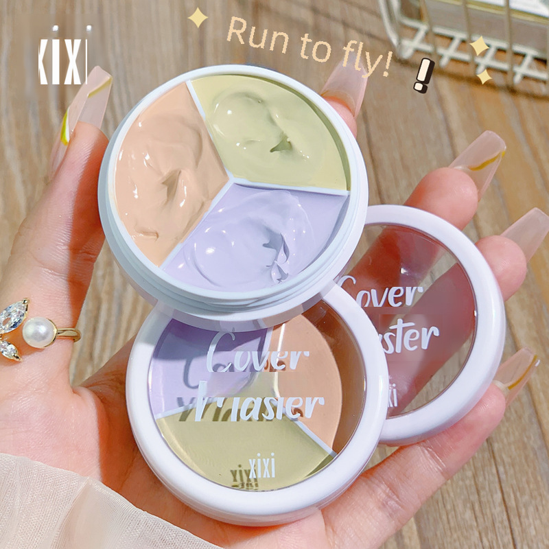 Makeup Xixi Skin-Clearing Long-Lasting Three-Color Concealer to Cover Freckles, Spots, Acne Marks, Dark Circles, Tear Troughs Concealer Palette