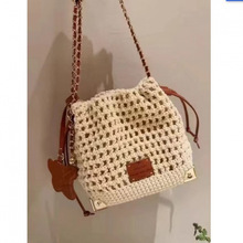 乌托邦小镇水桶包包女夏季编织链条单肩斜挎小包斜跨小包包包邮到