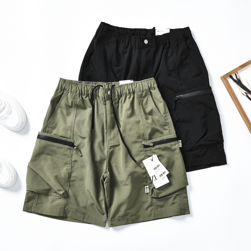 Men's Retro Functional Multi-Pocket Workwear Casual Shorts with Label Cut-Off Pants