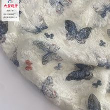 厂家直销 新款大牌流苏蝴蝶款雪纺布料水印数码印花连衣裙面料