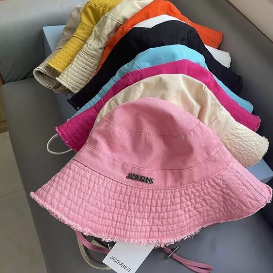 Hyun-a Hyun-a Same Style Fisherman Hat Women's Spring and Summer Washed Big Eave Holiday Rope Sunscreen Sunshade Hat Outdoor Mountaineering Hat